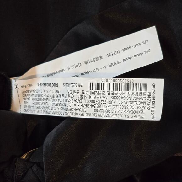 Zara NWT Black Crop Golden Ring Blouse Sz Small - Picture 7 of 8